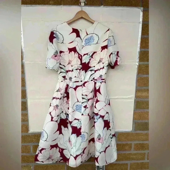 CAROLINA HERRERA Oleander Print Silk Fit & flare dress size 10 - Picture 10 of 17